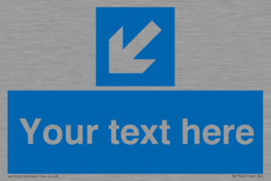 Custom Mandatory directional sign, blue arrow down and left